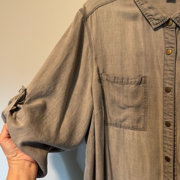 intro Very Soft Light Gray Snap Up Shirt Sz 3 X - Picture 4 of 10